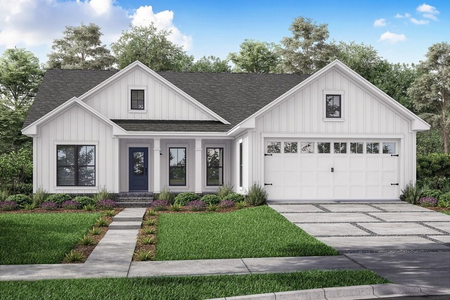 ColumbusLife's tweet image. This 1,416-square-foot farmhouse gives timeless curb appeal and a contemporary open layout. The master suite sits on one side of the home and includes a private bathroom with two sinks and a large shower, as well as a walk-in closet. #newhomescolumbus #columbusrealestate