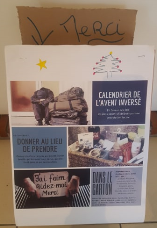 Projet_LumoS's tweet photo. Mise en place calendrier de l'avent inversé / Etudiants BTSA DATR

But : Donner chaque jour de décembre un objet dont on ne se sert plus au bénéfice des sans-abris.

#EnseignementAgricole #EPLHaute_Somme #solidarité #AideAuxSansAbris #décembre2020 #BTSADATR https://t.co/FTRE2YBmw0