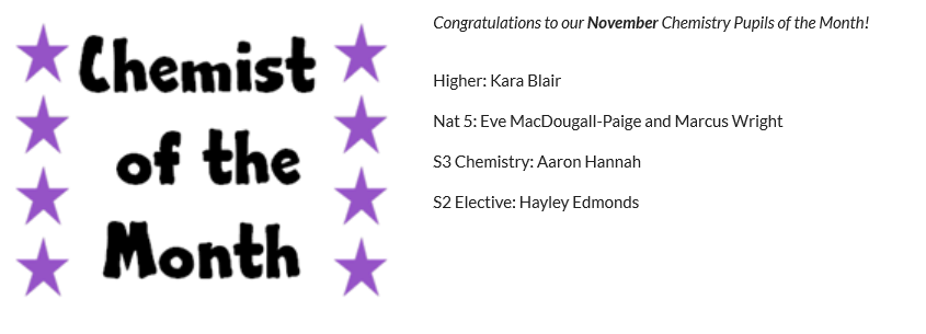 CHS_Science1's tweet photo. Congratulations to our Biologists and Chemists of the month for November! Keep up the good work! @clydebankhigh https://t.co/x5YNdn1HtX