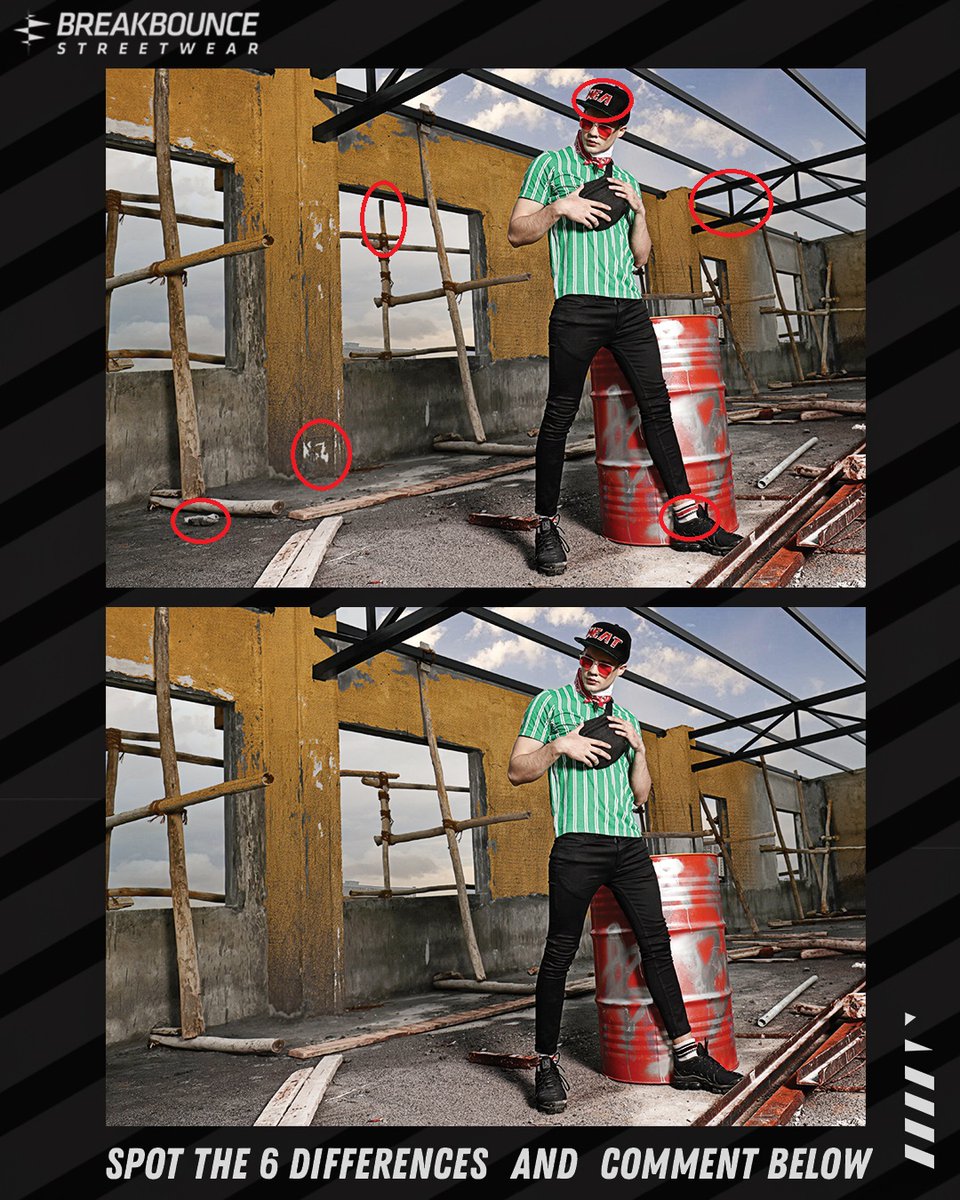 ApprovedAW's tweet image. 1) Socks color different
2) Letter "T" missing from the cap
3) Iron Bar above missing
4) Paint color missing on wall
5) Bamboo missing on the window
6) Wood on the surface missing

#Spotdifference #AW19
#newcollection  #WIPforever #WIP #Menswear #Take2thestreets #AW19trend