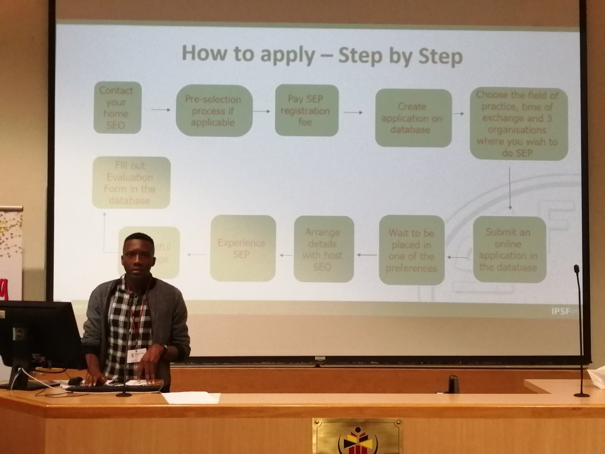 Setty_Kekana's tweet photo. Day 4/5
#SAPSFconference2019
@SAPSF
The former Academic and Students Exchange Officer of @SMUAPS 2018/19 and Local Exchange Officer of IPSF: Musa Ndima
Explaining all the details about the Students Exchange Programme offered by IPSF
@PKrakri your office is well represented https://t.co/sOwlLUNqXq