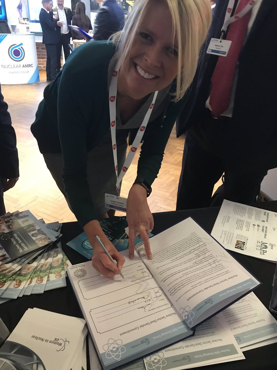 BeccyPleasant's tweet photo. So very proud to see the work of our gender subgroup culminating in our roadmap and commitment book launched today.  Thanks to all for their hard work and for our ‘early adopters’ of the commitment to 40% women in Nuclear.  @NSSGNuclear @WiNuclear #icommit40percentwin https://t.co/eihjWXvC6X
