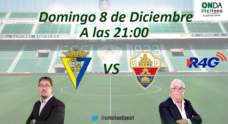 Onda_ilicitana's tweet photo. ¡Continuamos el DOMINGO con la Jornada 19! 🤩
@CristianEgea1 y @Jcarrascofu ya estarán listos para la retransmisión en directo.
📍 Estadio Ramón y Carranza
📆 El 8 de Diciembre
🕡 A las 21:00 h.
⚽ Cádiz CF 🆚 #ElcheCF
📻 En directo desde la 104.4 FM
#CádizElche #LigaSamrtBank https://t.co/GzH6sF5Qr8