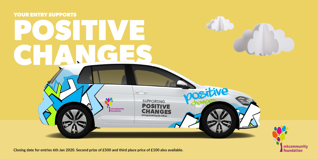 MKComFoundation's tweet photo. Enter our car raffle today for your chance to win a brand new @UKVolkswagen e golf and help to support positive changes in our local community! Enter online at https://t.co/4NlvvmIC1p #WinaCar #MKComFoundation  #Competition #Charity #Raffle #CentreMK @EVEC_MK https://t.co/deigxa9QpZ