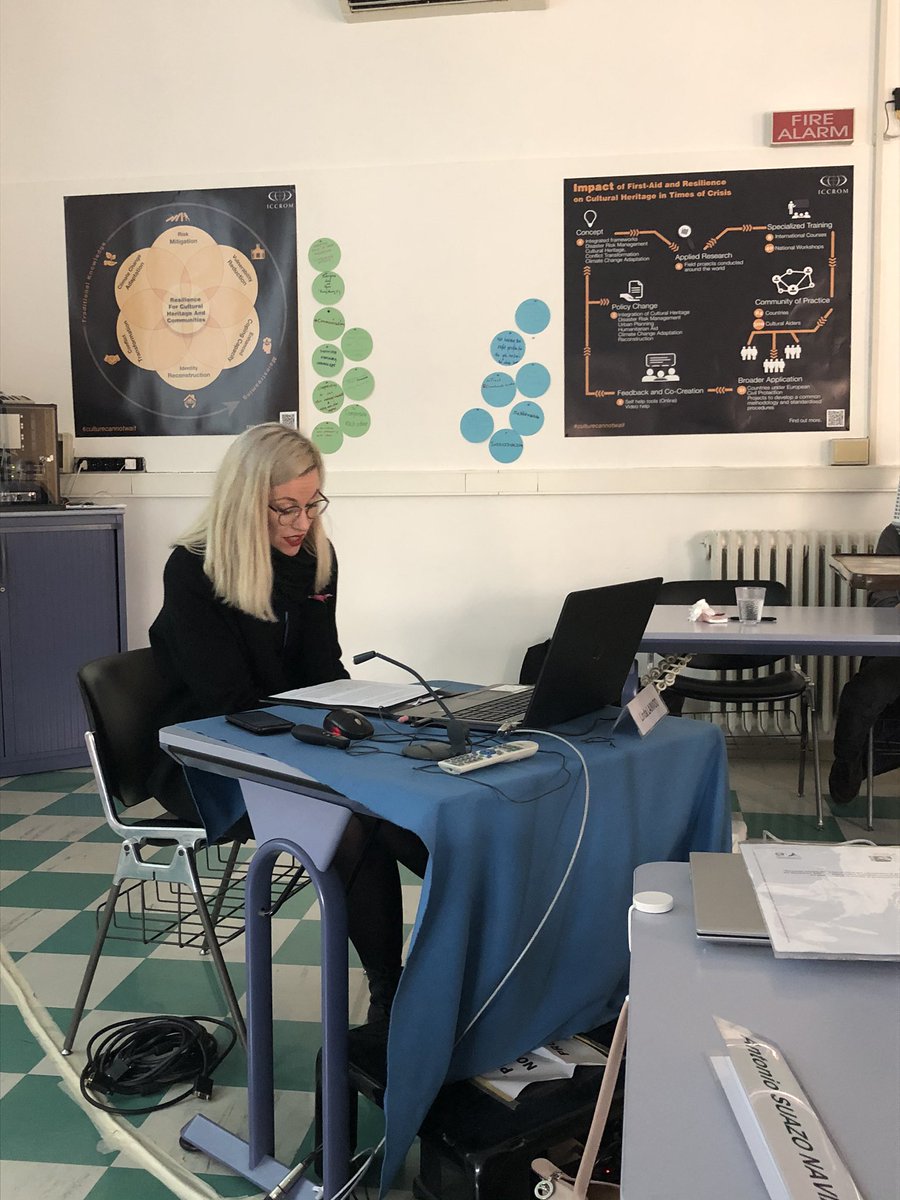 FoundInMuseums's tweet photo. Linda Lainvoo of Estonia, frustrated with hearing about damage to her cultural heritage sites on the news, wants to generate policies that incorporate cultural heritage responders to disaster risk management planning. @ICCROM #culturecannotwait #FAC2019 https://t.co/Sq7VmEQ0d6