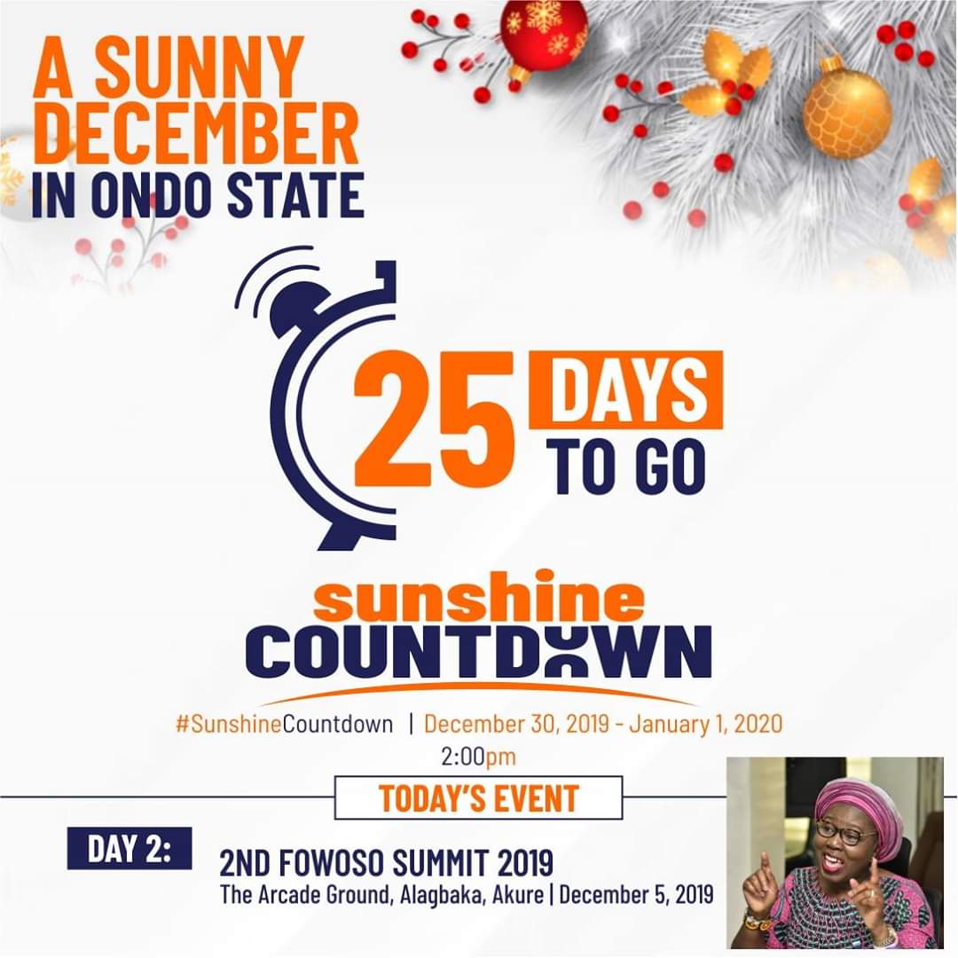 MassesDefender's tweet photo. 25 days until the countdown event in Ondo State. Have a #SunnyDecember and make sure to participate in all that Ondo has to offer this yuletide period https://t.co/SzKdTfukzY
