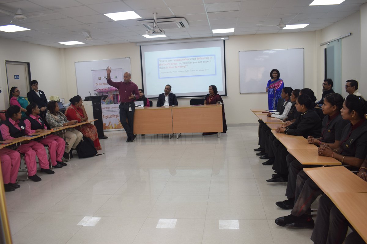 PVR_NEST's tweet photo. We would like to register its deepest gratitude for Mr. Vishwendra Singh, DC, SMCD, Deep Bajaj, Founder PeeBuddy, Asha Pathania, PVR for their kind presence to celebrate with us 1 year of #RightToHygiene with the maintenance of safe and secure Pink Toilets for women & children. https://t.co/HZkwgROmj7