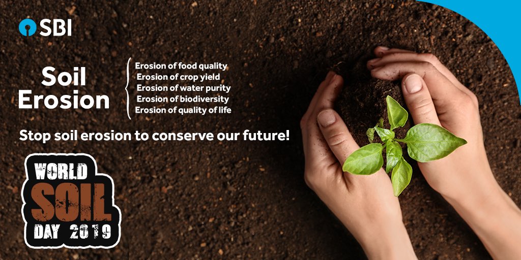 TheOfficialSBI's tweet image. Alarmingly, over 30% of the planet’s soil has already degraded. This #WorldSoilDay, pledge to do your bit to improve soil health &amp;amp; decrease pollution. If you are going to leave an impact on the planet, make sure it’s a good one!
#SBI #WorldSoilDay #StopSoilErosion #SaveOurFuture