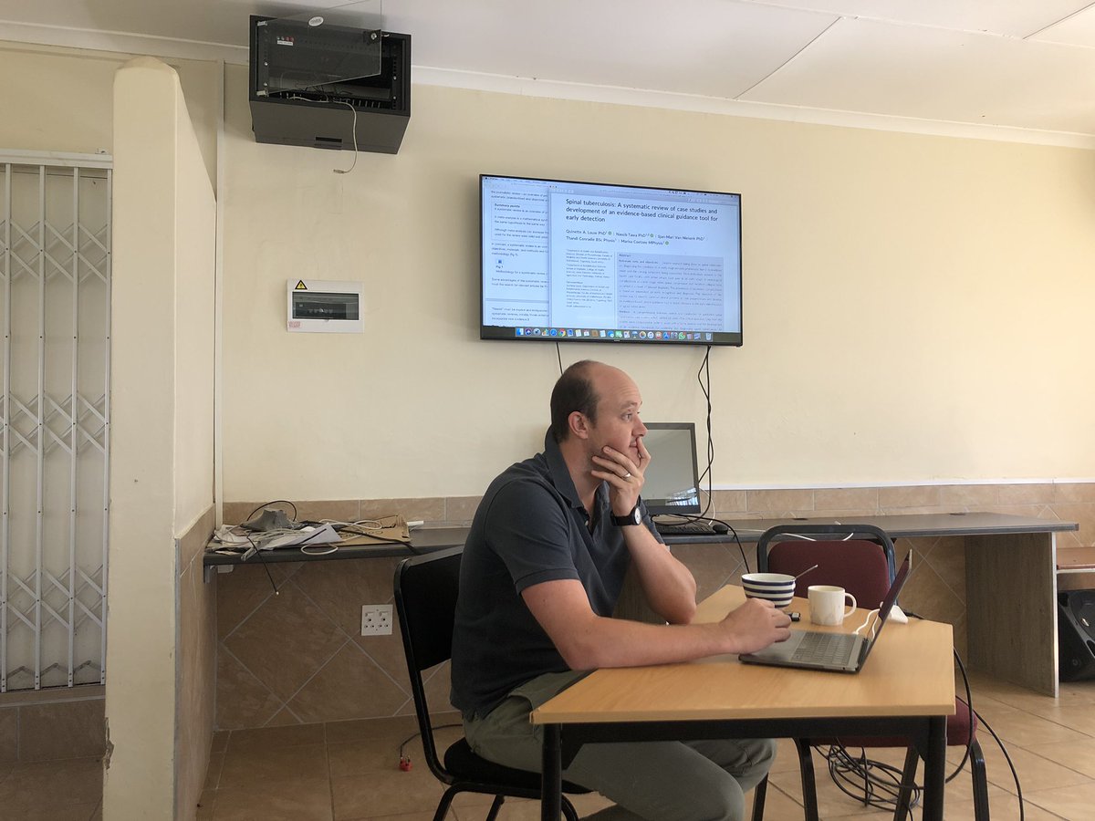 drjamesporter's tweet photo. Madwaleni Journal Club looking at a systematic review of TB Spine co-authored by our very own ex-Madwalenian @thandiconradie #RuralFamMed #RuralExcellence https://t.co/wSpUXTja3J https://t.co/7j5sl0uK3u