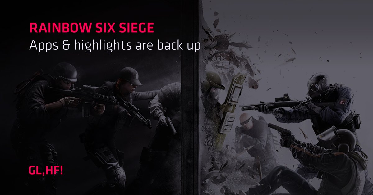 OWsupportclosed's tweet photo. All done! Your Overwolf highlights &amp; apps for #RainbowSixSiege are back, GLHF and win! https://t.co/q8NYcdSkv5