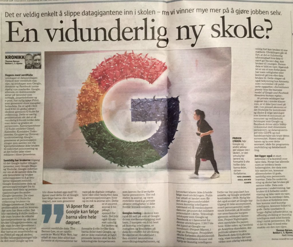 RaudtAskoy's tweet photo. «At private selskaper har sugerør inn i norske klasserom, er vi ikke tjent med på sikt. I en presset økonomi er det fristende for kommuner og skoler å velge løsninger som krever et minimum av ressurser og vedlikehold.» Les hele kronikken til @RLSKjome og Thomas Rørås i dagens KK. https://t.co/3Hqm35cTqF