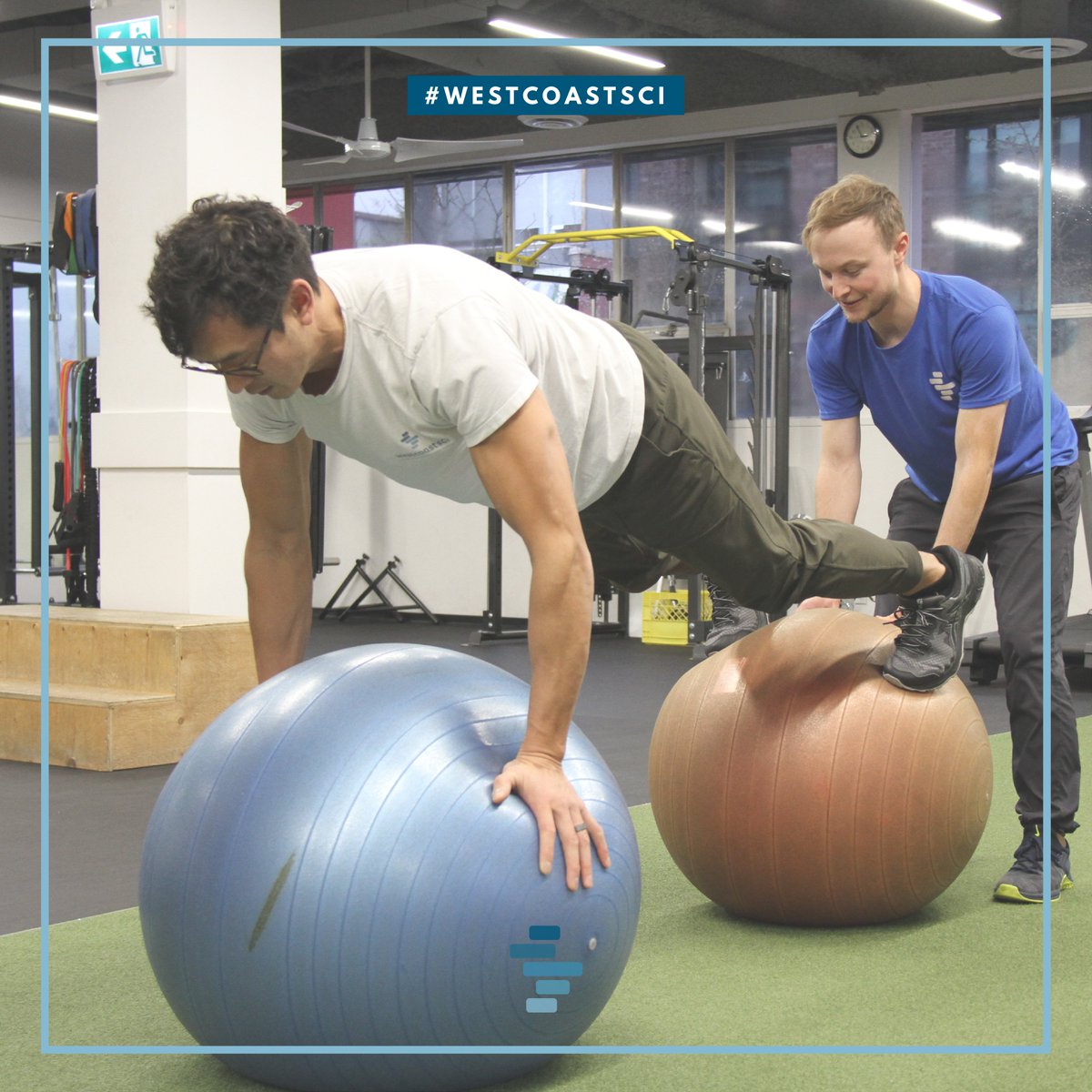 WestcoastSCI's tweet image. For this Extended Arm Plank, you must keep yourself balanced on the two exercise balls while in plank position. The decreased stability under your hands and feet creates an added level of difficulty. 
#activephysiotherapy #physiotherapy #vancouver #planking