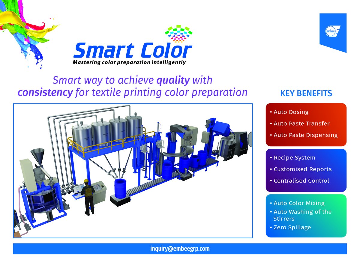 embeegroup1's tweet image. Smart Color: Smart way to achieve quality with consistency for textile printing color preparation ! #embeegroup #colorkitchen #smartcolor
