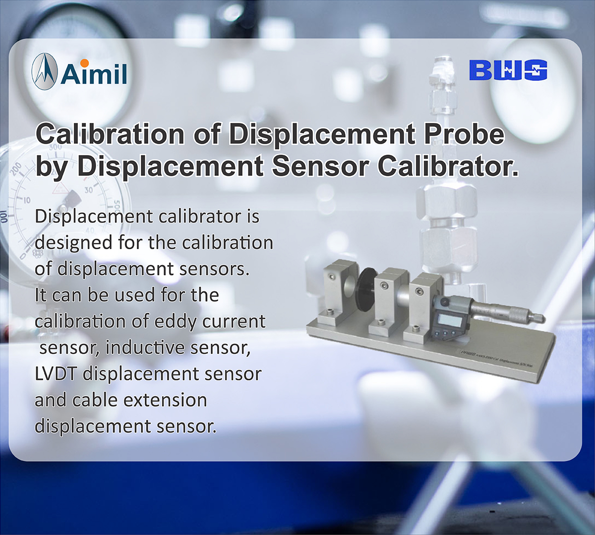 AimilLtd's tweet image. Product info: Displacement Sensor Calibrator
It can be used for the calibration of eddy current sensor, inductive sensor, #LVDT displacement sensor.
Click Here :  bit.ly/2rYqI3C
#DisplacementSensors #sensors #BWS #AimilLtd