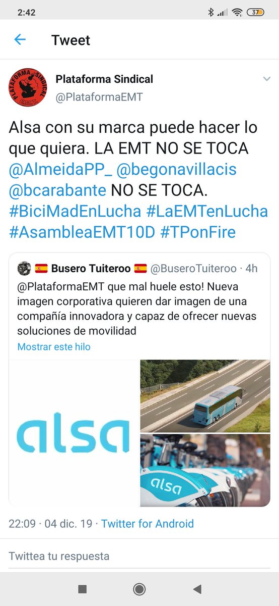 BicimadL's tweet photo. Para todos los madrileñ@s estar atentos 👀👀🙏🙏👀👀 ya hay una empresa sobrevolando por nuestra capital. ☠️☠️☠️☠️😠😠
@PlataformaEMT
@Bicimad
#EMTonStrike #TPonFire
#COP25 #COP25Madrid #GretaThunberg #CumbreSocialClima #CumbreDelClima
#LaEMTenLucha https://t.co/9UYkJim7np