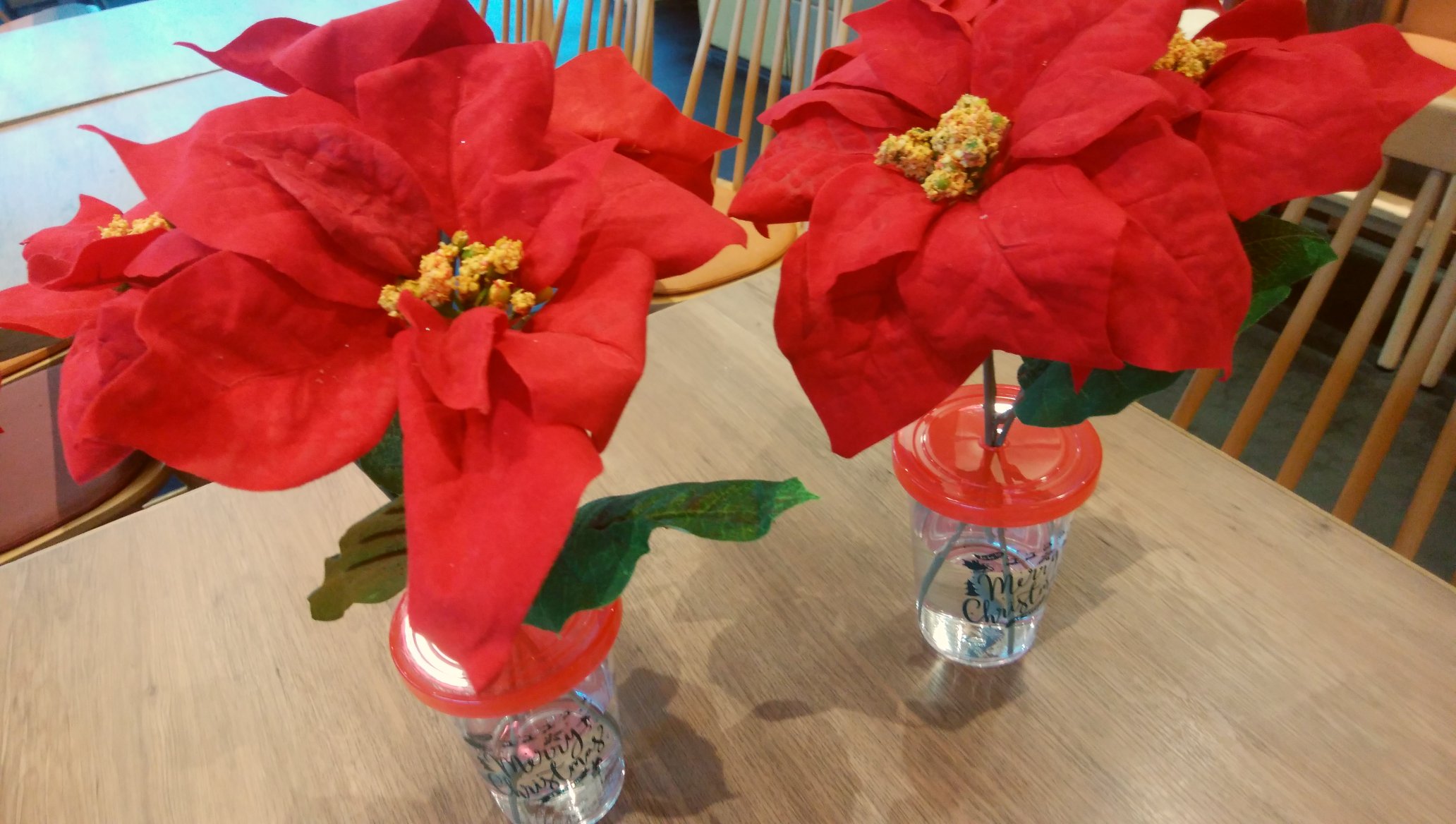 公式 沼津バーガー こんにちは ポインセチアの造花を作成 やっぱりあるとクリスマスらしくなりますね 本物っぽくお水も注入 100均で600円くらいで作成出来ました 皆さんのクリスマスディスプレイのアイディアがありましたら 是非教えて