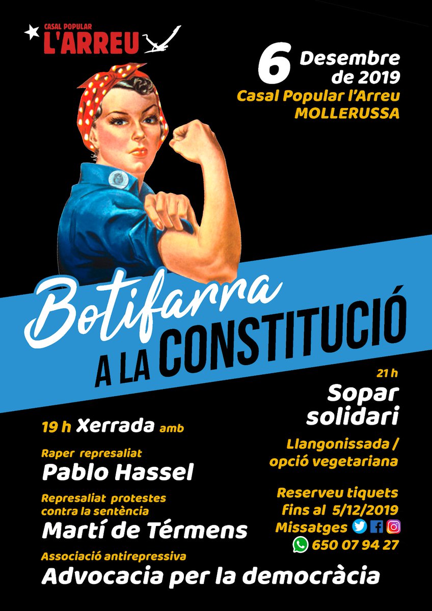 Demà ens veiem al <a href="/CasalArreu/">CasalArreu</a>
També hi seran el company <a href="/PabloHasel/">Pablo Hasel</a> i advocacia per la democràcia.
LA SOLIDARITAT LA NOSTRA MILLOR ARMA!