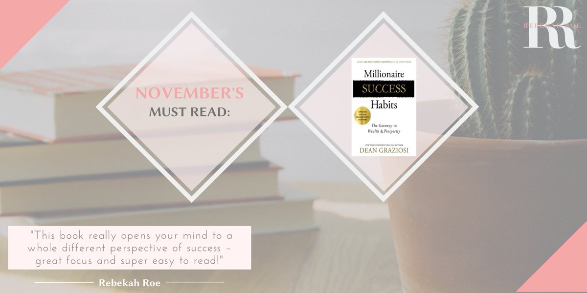 RebekahRoe_'s tweet photo. November Book 📖
.
My chosen book for November is “Millionnaire Success Habits” by @deangraziosi
.
Deans view on this is a more natural way, which makes it easy to embed into your daily routines, habits & methods.
.
I am sure you will love it!
.
#novemberbook #focused #rebekahroe https://t.co/Fn9x43c84G