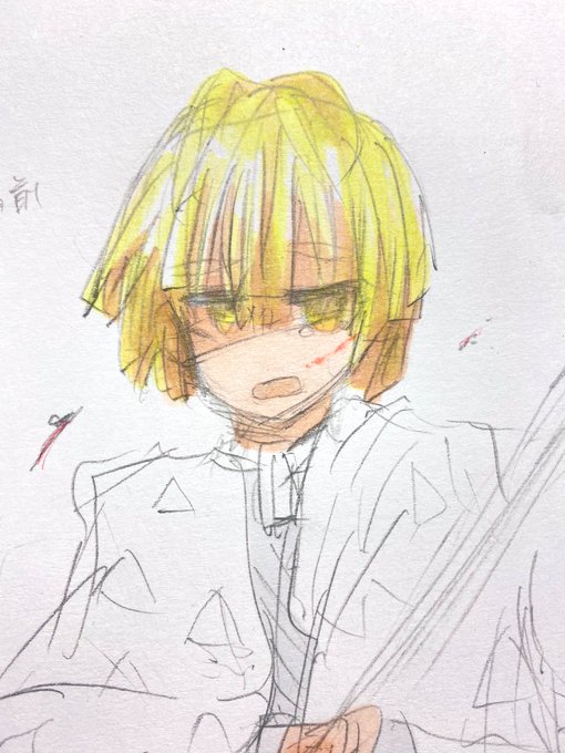 のんさんさんがTwitterに投稿した我妻善逸(鬼滅の刃)のイラスト。