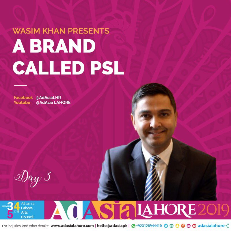 AdAsialahore's tweet photo. #PSL fans! Get excited because Managing Director of @TheRealPCB is next up at #adasiapakistan to talk about the brand power of PSL #AdAsiaLahore https://t.co/ortctMJA86