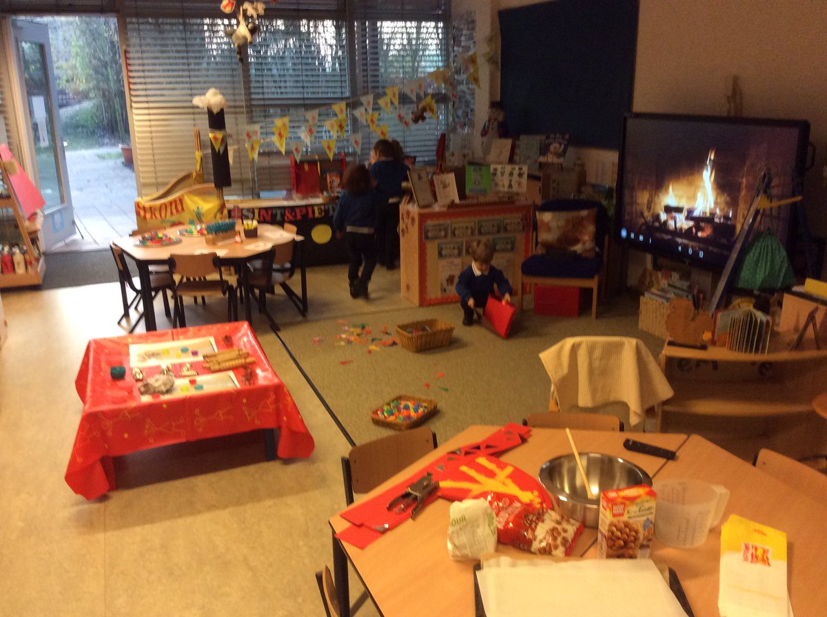 BSNJSL's tweet photo. Enjoying Sint celebrations in F2. Rommelpiet has been and what a mess! We worked as a team to help tidy up, and found lots of pepernoten to share. Lots of climbing and balancing in Pietengymles with our Dutch teachers. #jslf2 https://t.co/UPpMU6TgQl