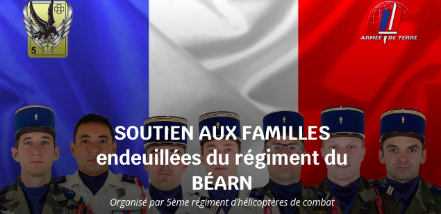 PotsSolidaires's tweet photo. Une cagnotte a été crée sur Le Pot Solidaire pour soutenir les familles et proches des militaires du 5ème régiment d'hélicoptères de combat victimes d'un tragique accident, lors qu'une mission aérienne commandée au Mali
Pour faire un don : https://t.co/1B7frPRjd7 🙏 #Mali https://t.co/XlrPhYuzRp