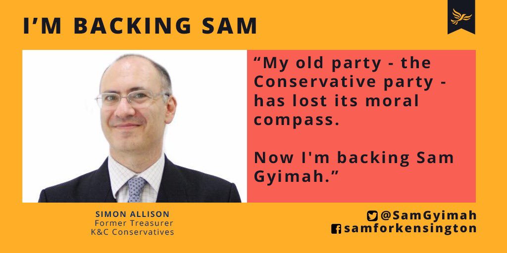 SamGyimah's tweet image. Johnson has embraced Farage, and the transformation of the Tory Party into an English Nationalist Party is complete. That is why One Nation Conservatives like Simon are flocking to ⁦@LibDems⁩  #SamForKen