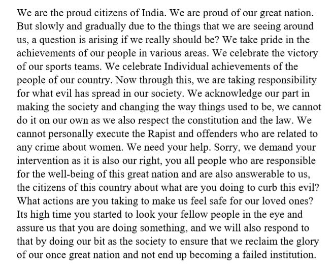 ChaturvediMohak's tweet photo. @rashtrapatibhvn @VPSecretariat @scigovin @PMOIndia @HMOIndia
#righttolivesafely
Day 1 https://t.co/GulMKmJ50X