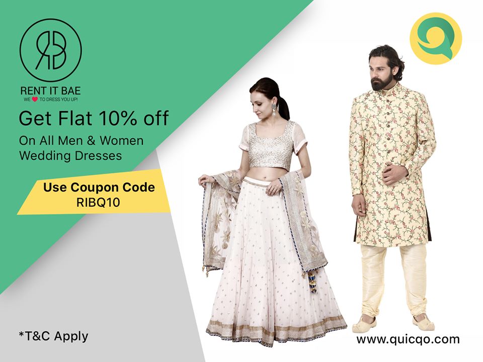 quicqo's tweet photo. It's Like Dream Come True..!!
Now Renting Out Designer Wedding Collection for Bride & Groom..!!
Get Flat 10% off on all Collection of Rent It BAE
Use Coupon Code: RIBQ10
Explore More Deals: https://t.co/msdXBSeiz4
#deals #offers #buynow #quicqo #rentitbae #flyrobe #dressonrent https://t.co/3o6BCdDbnH