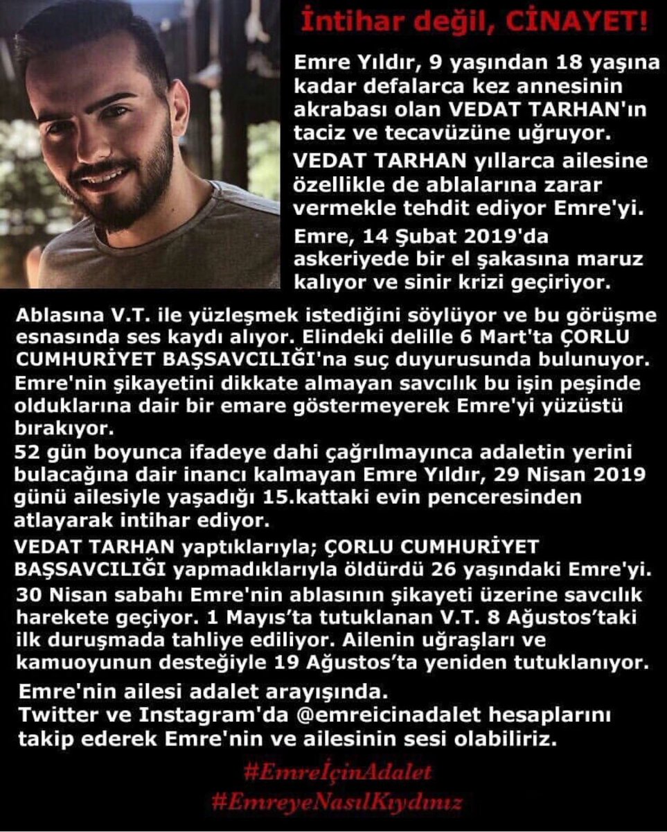 “Yıkanıyorum ama temizleyemiyorum anne” çok derin yaraladı bu feryat beni Emre 😔😔😔
 #EmreyeNasılKıydınız