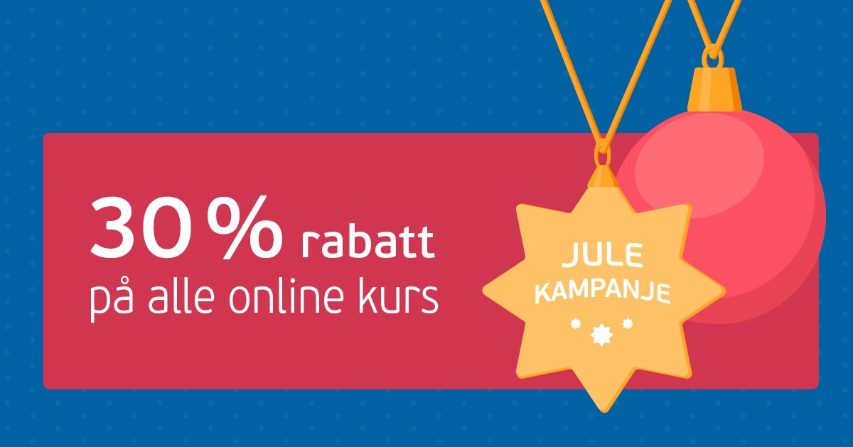 Trenger du noe påfyll i kunnskapsbanken? Frem til og med 8. desember kjører vi julekampanje med hele 30 % rabatt på alle onlinekurs🎅 Se kursoversikt og meld deg på her - oppgi rabattkode GODJUL i bestillingsskjemaet👉 bit.ly/Julekampanje-o…