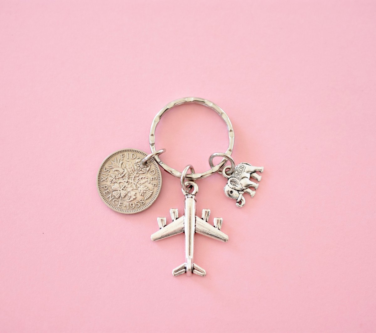 TansyBel's tweet photo. good luck travel gift, aeroplane keyring for travelling friend, pilot air hostess back packer gift, lucky sixpence elephant charm https://t.co/FJmjXQJ8ek #giftideas #ad #AviationKeyring https://t.co/0mrObUOAyt