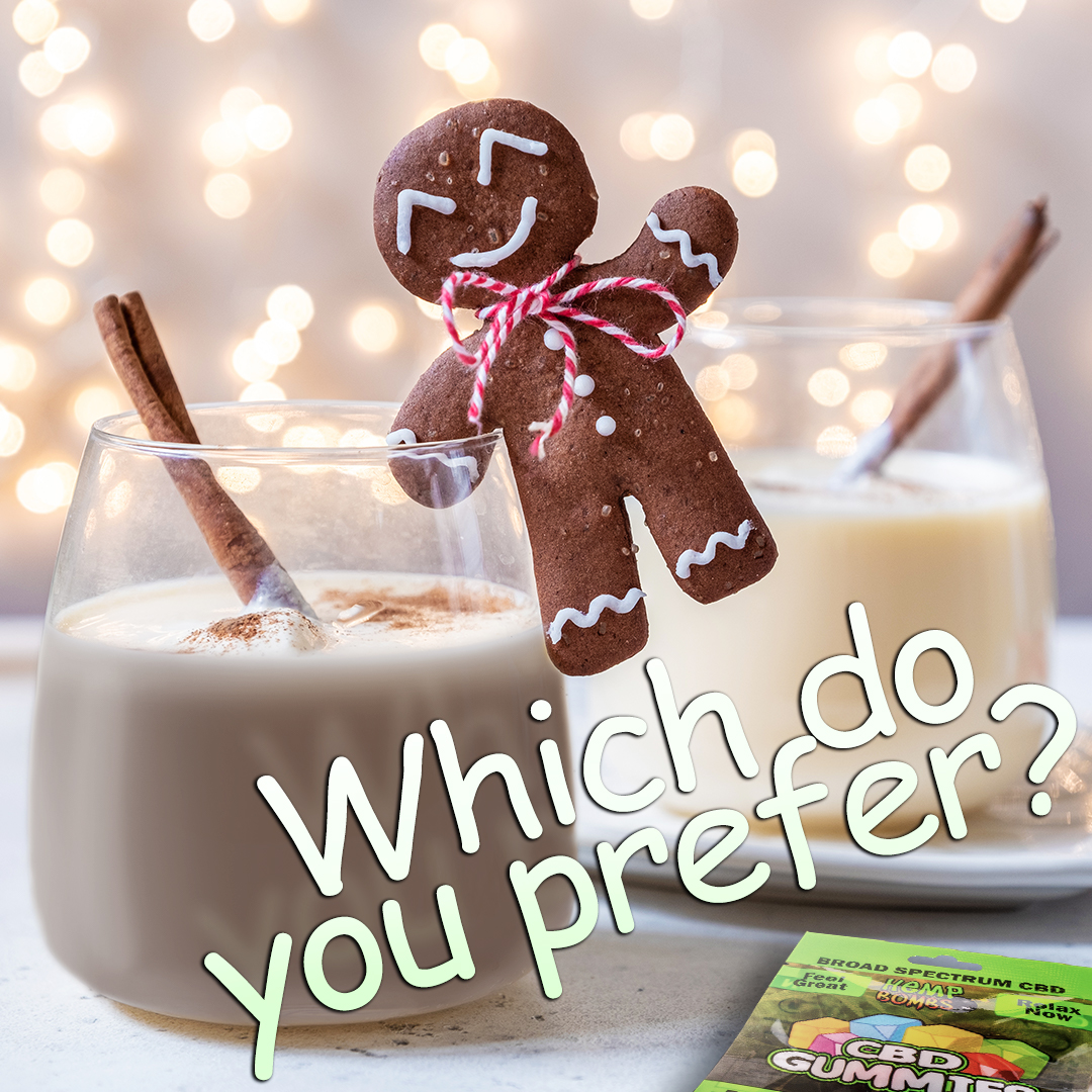 HempBombs's tweet photo. Of the two, which do you prefer Hot Chocolate or Eggnog? 😋🤔 

ONE random lucky winner will receive a $50 Hemp Bombs gift card!

U.S. &amp; Australia participants only, 18+. Winner announced TOMORROW at 4:00 p.m.

✅ #HempBombs | #qotd https://t.co/eNbLsEAM0J