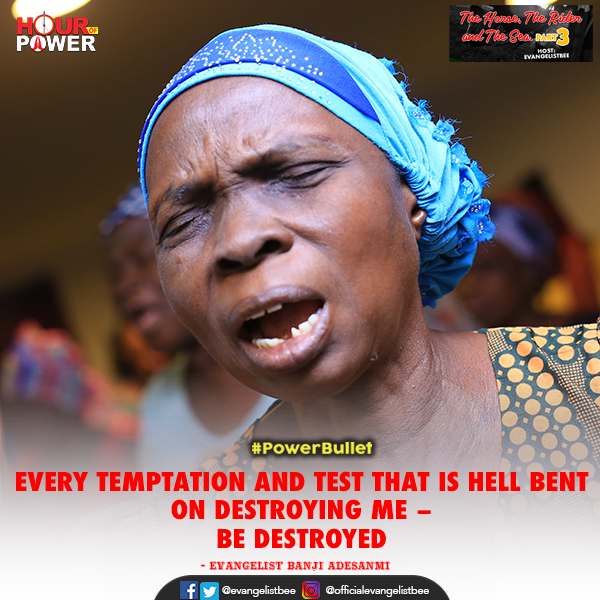 AmenRadio1's tweet photo. BE DESTROYED NOW!!!
#PowerBullet with EVB

 👉 Every temptation and test that is hell bent on destroying me – Be destroyed

Hour Of Power - The HORSE, the RIDER and the SEA. [Part 3]  - Dec. 4, 2019
#PRAY #PowerBullets #Inspaya #askEVB https://t.co/OxBwuAsylC
