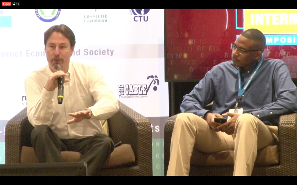 Discussion on Caribbean internet resiliency with Bill Woodcock of <a href="/PCHglobal/">PCH</a> and Stephen Lee of <a href="/CaribNOG/">CaribNOG</a> 
#StateoftheCaribbeanInternet #SOCIS2019