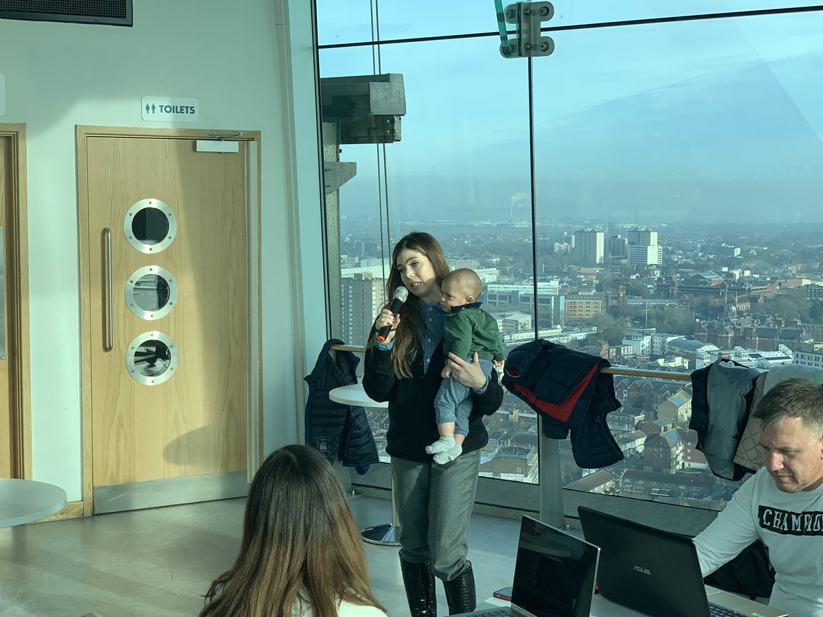 TranslationDan's tweet image. This is what modern life is all about! @asianabsolute MD and new Mum Julie Giguère presenting at Eulogia in Portsmouth.  Amazing presentation and managing this too. Superwoman! 🙌