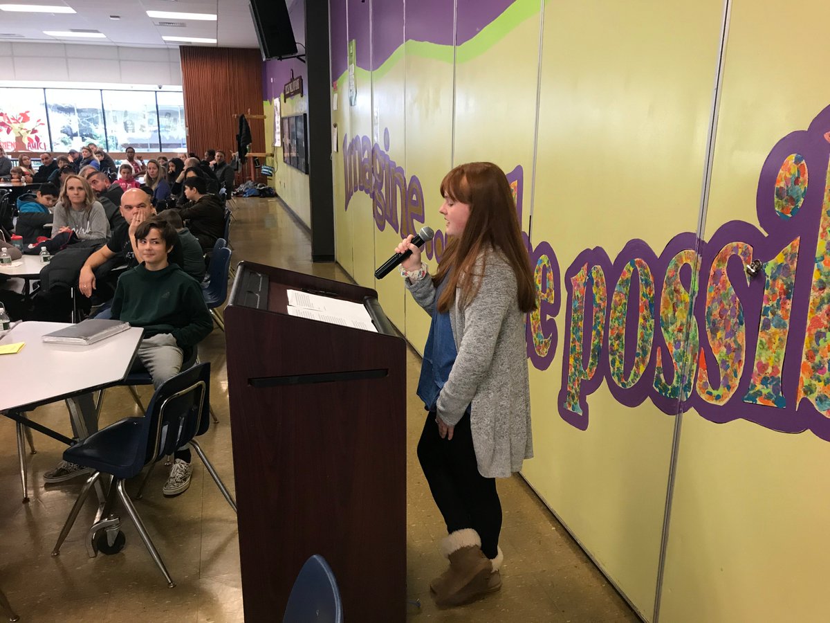 rangerhousepcis's tweet photo. Ranger Grade 8 Honor student Molly Flynn is keynote speaker at 6th grade Honors Breakfast.  Great Job Molly!!!! https://t.co/nOywQa33JL