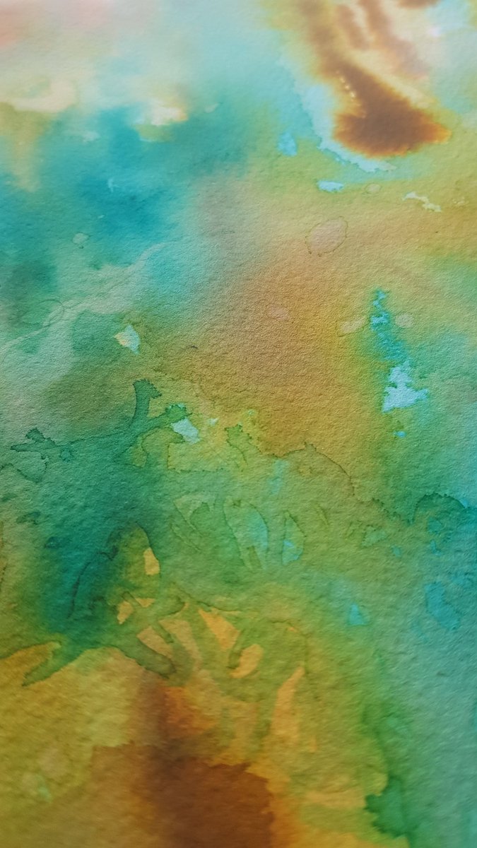 Magda_Tudor's tweet photo. Abstract watercolour. Love this combination of colours. #mywatercolour #painting #art #play #tobaccobrown #turquoise #andallinbetween https://t.co/l8dZtjw7sw