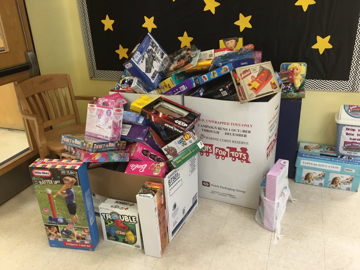 Just a few of our donations for Toys for Tots. Thank you to our families for all of your support helping children this holiday season #shakeypride #TigerPride #holidaygiving