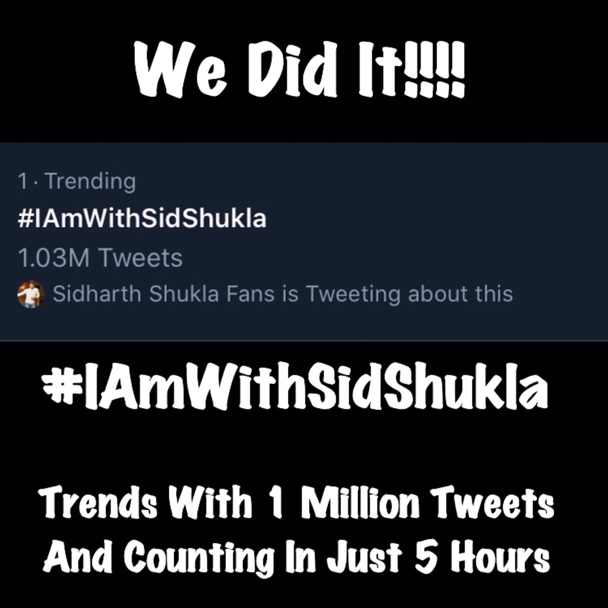 TEAM_SIDHARTH_1's tweet image. We Did IT guys💪🔥 Keep supporting
#WeAreShuklaArmy #IAmWithSidShukla #KeepGoingSidharthShukla @ColorsTV @BiggBoss