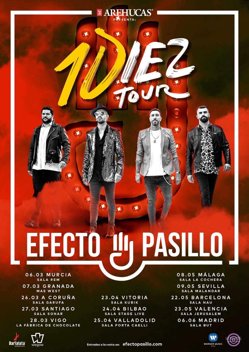 ❌ 10Diez Tour ❌ ¡Entradas ya a la venta!

Entra ya en efectopasillo.com para adquirir la tuya.

#10DiezTour #10Diez #Tour #EfectoPasillo <a href="/arehucas_ron/">AREHUCAS</a> <a href="/wegowES/">wegowes</a> <a href="/WarnerMusicES/">Warner Music Spain</a> <a href="/Darlalata/">Darlalata Entertainment contratacion@darlalata.net</a> <a href="/TatoLatorre/">Tato Latorre</a>