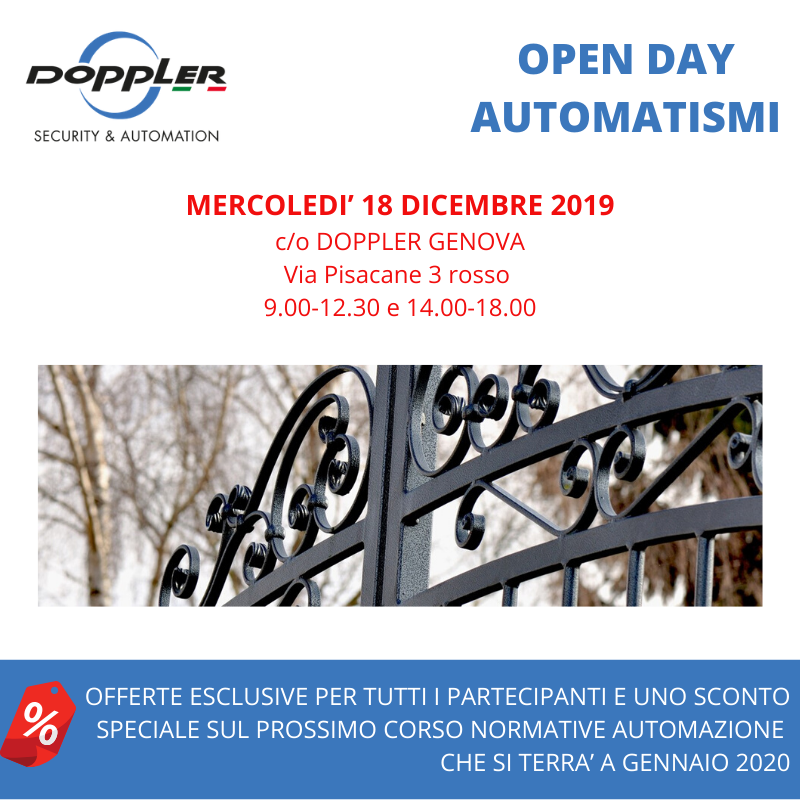 DopplerSrl's tweet photo. OPEN DAY AUTOMATISMI c/o Doppler Genova!!
Scopri di più! 👇
https://t.co/2xg18yuZCd https://t.co/gGasL8W8wq