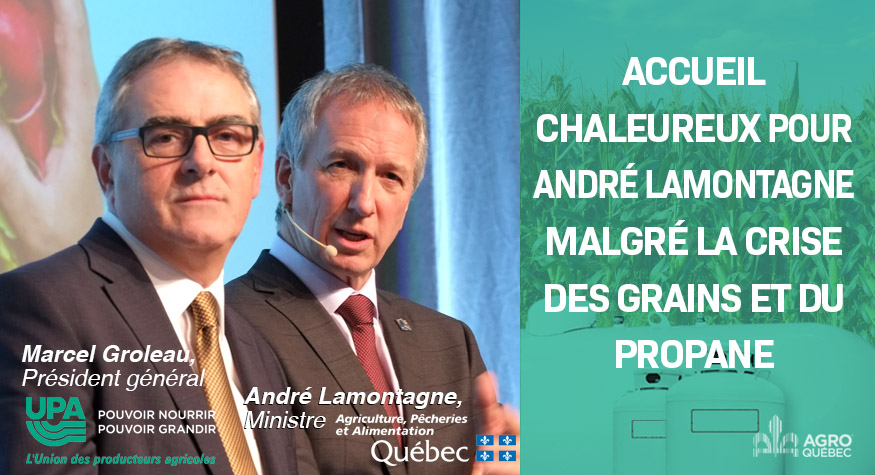 AgroQuebec's tweet photo. ACCUEIL CHALEUREUX POUR @andrelamontagn2 MALGRÉ LA CRISE DES GRAINS ET DU PROPANE https://t.co/kKGtfL3Vl0 #CongresUPA @upaqc @GroleauM @ConseilTAQ @craaquebec @francoislegault @MinFitzgibbon @ADAQuebec @Aqdfl_Qpma @MangezQuebec https://t.co/qLfgEdla9M