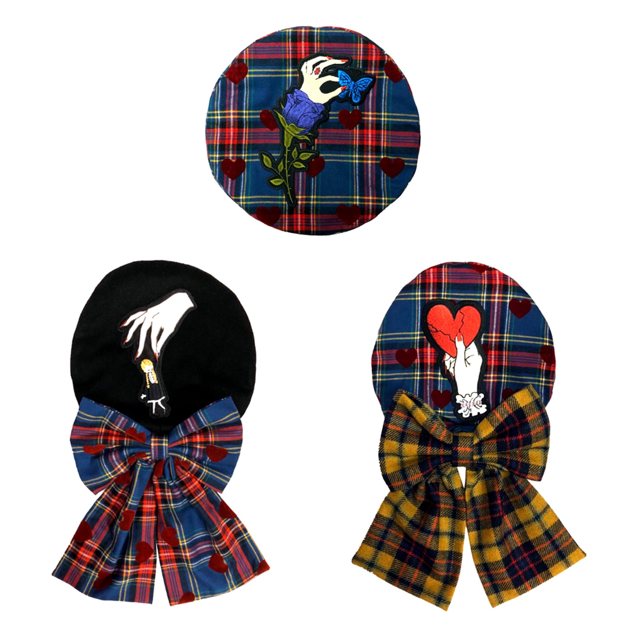 HEIHEI ヘイヘイ ハートベレー帽 カスタムオーダー 刺繍 チェック HEIHEI ヘイヘイ ハートベレー帽 カスタムオーダー 刺繍 チェック