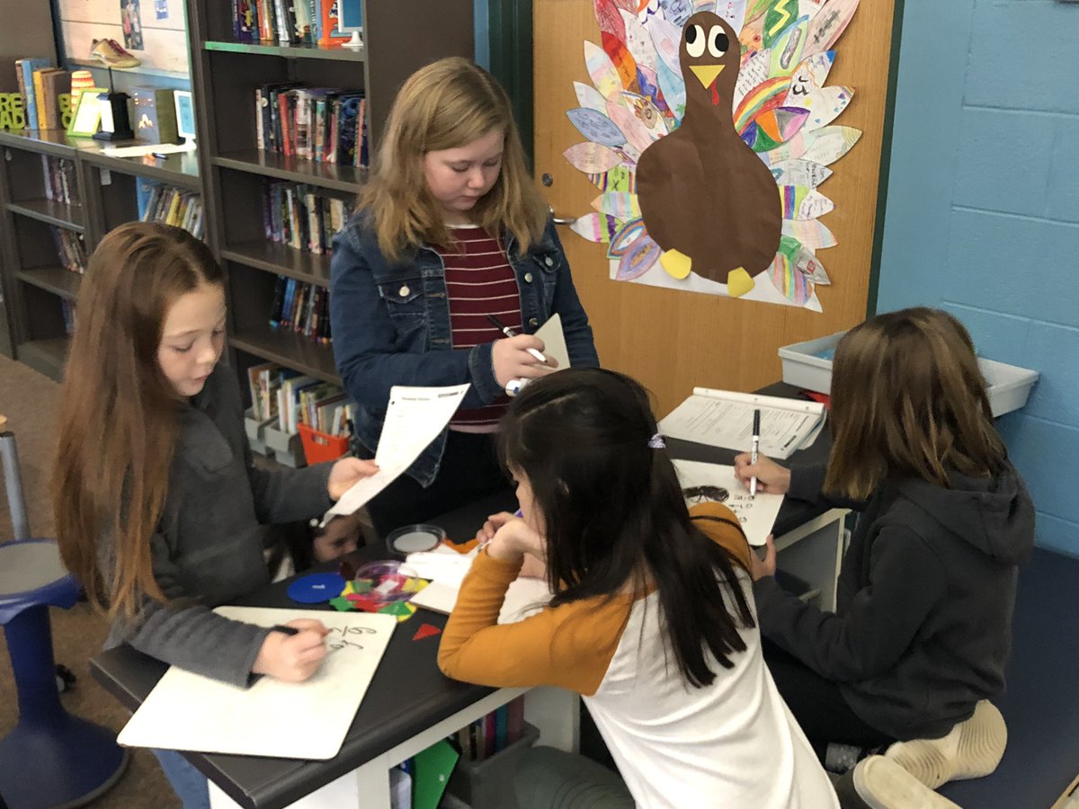 MrSpicerTweets's tweet photo. So impressed by my class! We were struggling through some difficult fraction work, so a group of S’s met with me, prepped a lesson, and now THEY ARE TEACHING their peers! This is what a family does, taking care of each other! #StudentLed #PositiveCommunicator #HeritageLearn https://t.co/wI1pyfqN9V