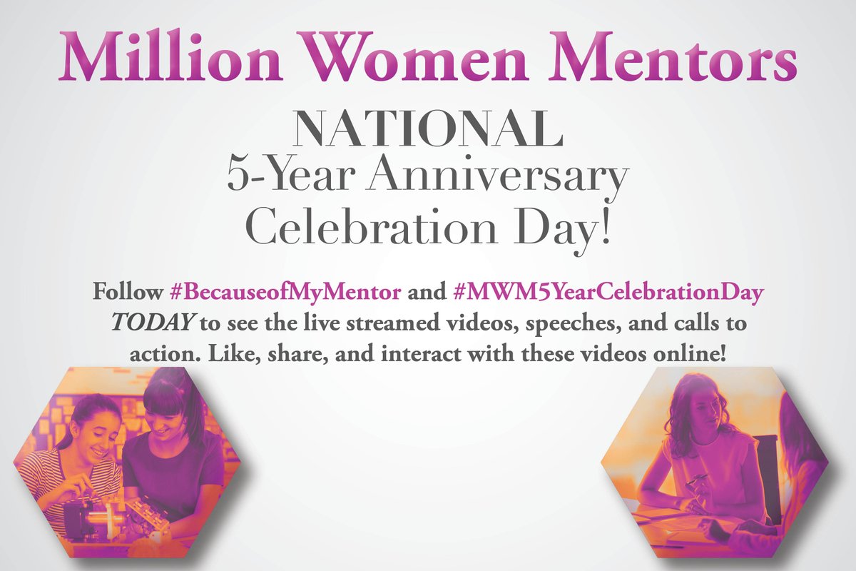 Happy 5-Year Anniversary <a href="/MillionWMentors/">Million Women Mentors</a>! Throughout the day we will be sharing stories of women who have been successful because of their mentors and how they are giving back as STEM mentors themselves. we want everyone to join in! #BecauseofMyMentor &amp; #MWM5YearCelebrationDay