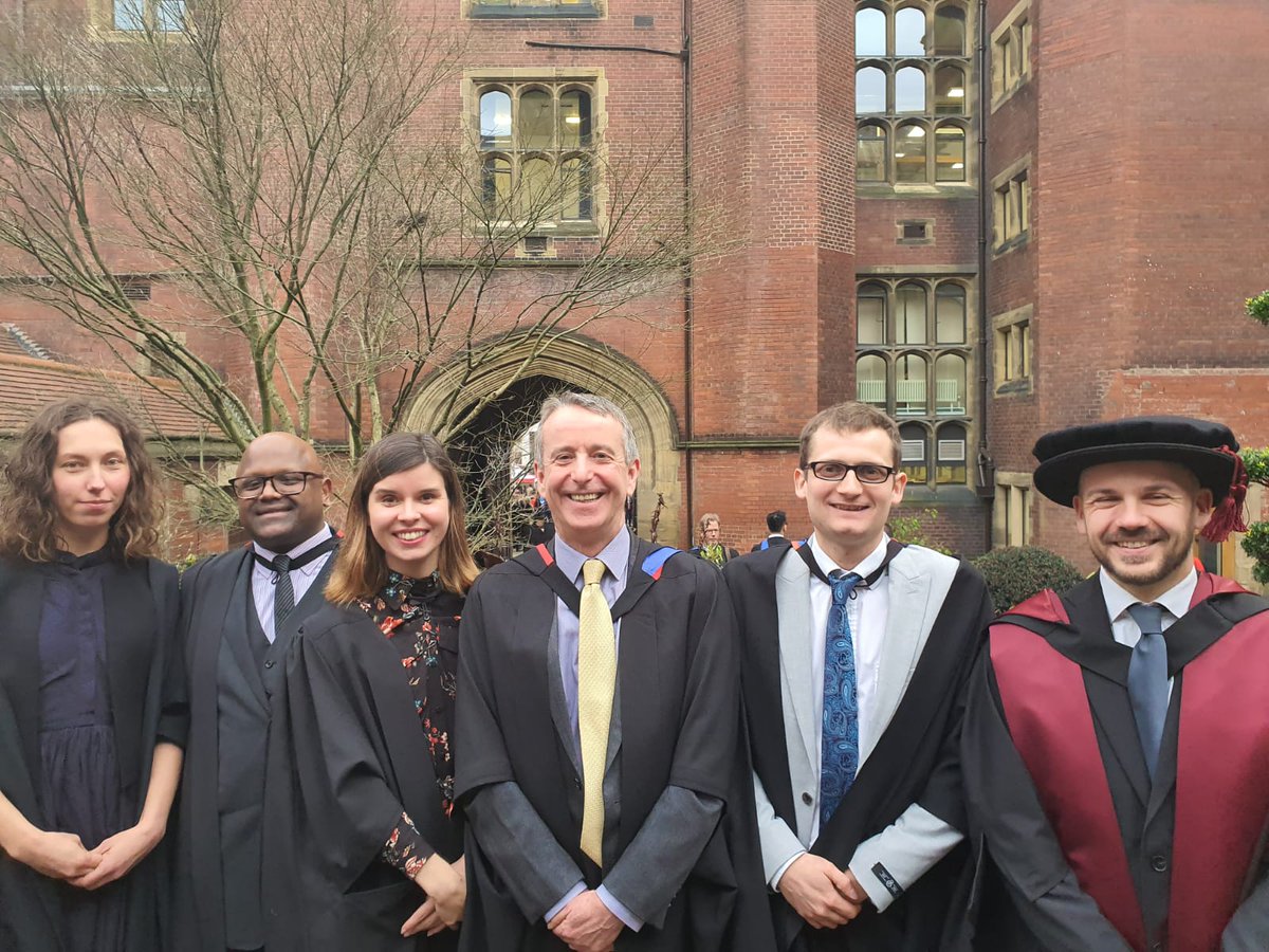 Some of our Digital Civics MRes students at graduation with Lecturer Jan Smeddick. 