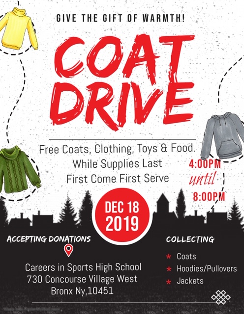 CISHS_Bronx's tweet photo. Join us on December 18th for our Coat Drive. There will be free coats, clothing, toys and food while supplies last! We invite our community to partake in this event with us. See you there! https://t.co/AwVJYxLDDm
