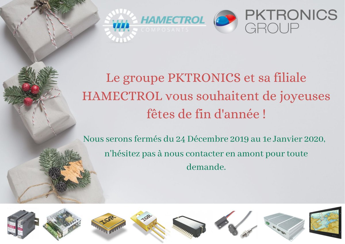 Nous vous souhaitons de joyeuses fêtes de fin d'année, et tenions à vous remercier pour votre confiance ! Consultez-nous pour obtenir des informations concernant nos excédents de stocks, nous saurons vous accompagner dans vos projets. #electronics #solutions #defense #Industry