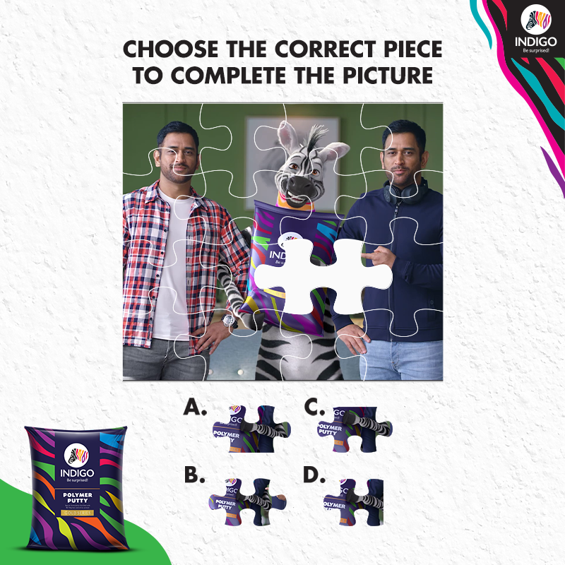 indigopaints's tweet photo. Help us in completing this picture of MS Dhoni and Zebro. Hope you’ve answered all the question till now. #IndigoPolymerPutty #BeSurprised #contest https://t.co/t9htXWGEpJ